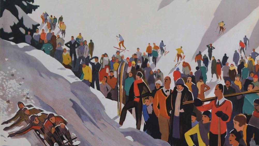 Roger Broders (1883-1953), Les Sports d’hiver St Pierre de Chartreuse, piste de bob... Broders, affichiste hédoniste des années 1930