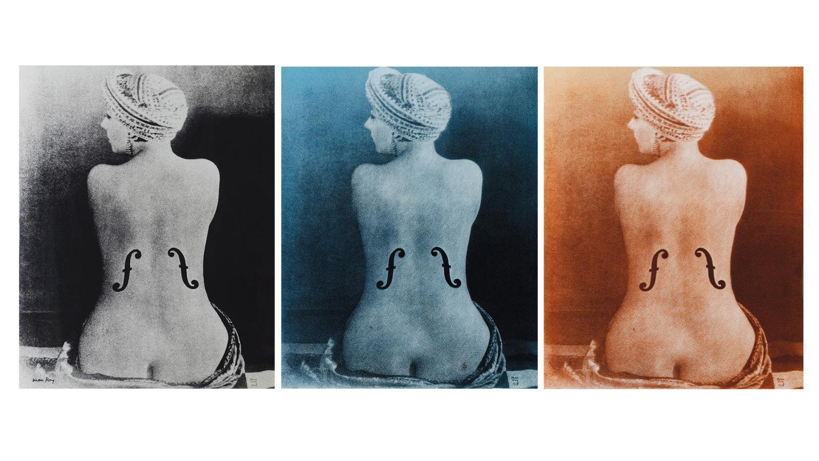 Man Ray (1890-1976), Le Violon d’Ingres, 1924, tryptique unique vers 1970, sérigraphies... Man Ray, Trio pour Violon d’Ingres