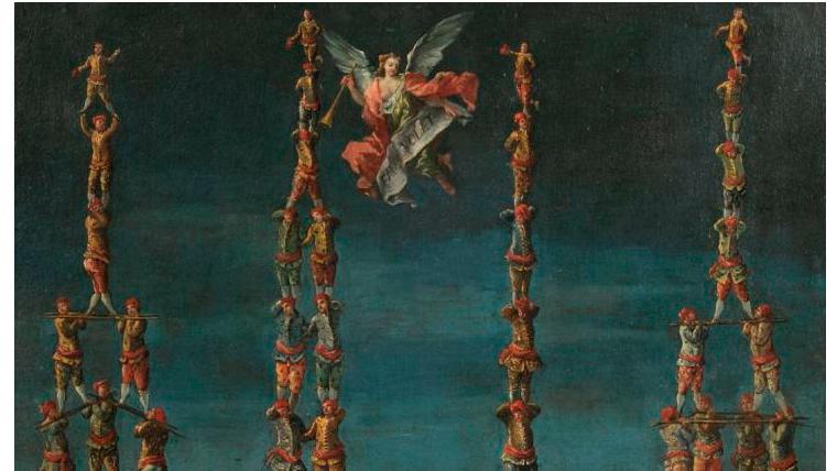 92 940 €Attribué à Francesco Fontebasso (1707-1769), Les Forces d’Hercule, vers 1740,... Cote : le carnaval