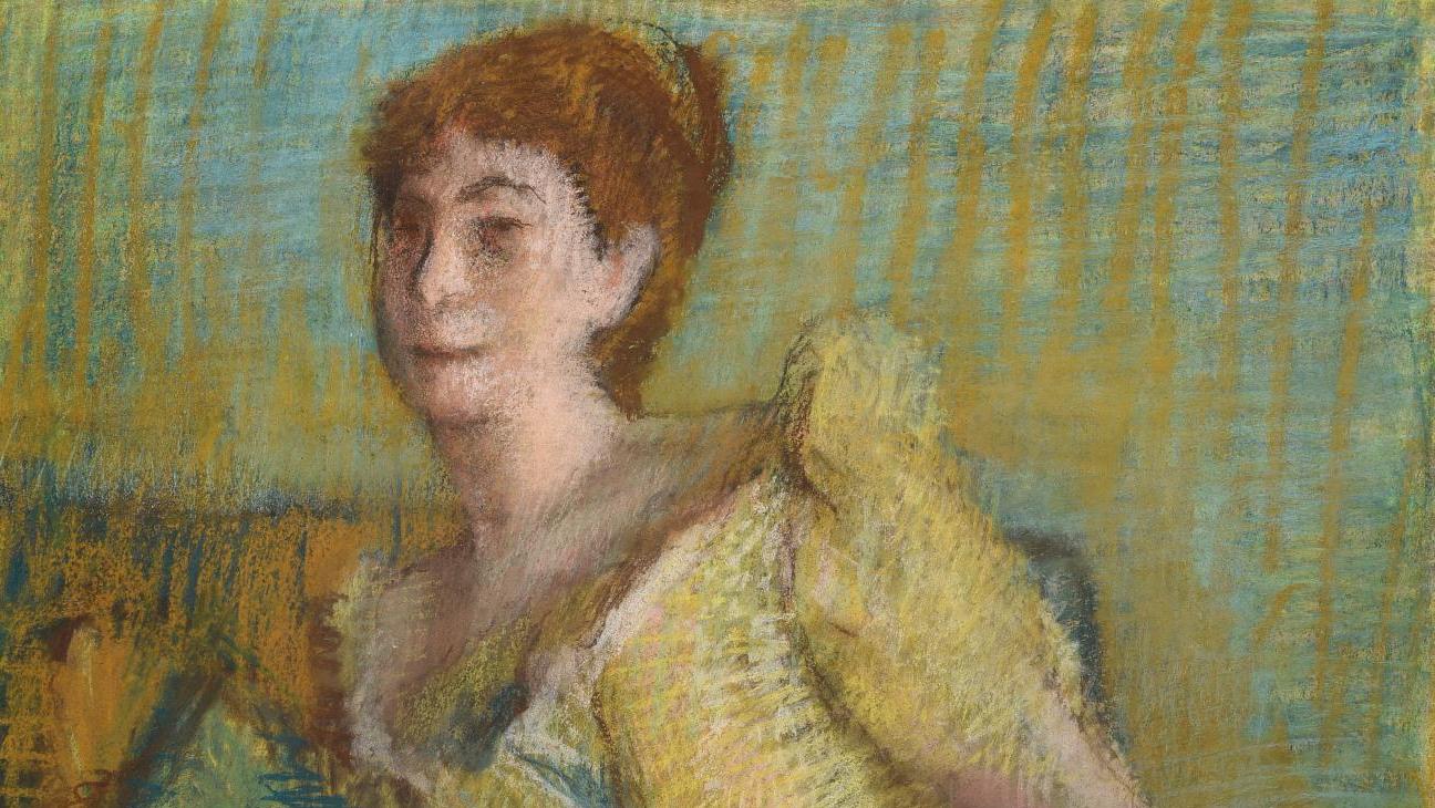 Edgar Degas (1834-1917), Femme assise, robe jaune, vers 1892-1895, pastel sur papier,... Portrait intime de Degas