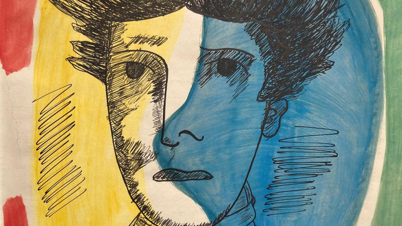 Fernand Léger (1881-1955), Rimbaud, 1948, encre et gouache sur papier vélin, signée,... Affinités électives entre Fernand Léger et Arthur Rimbaud