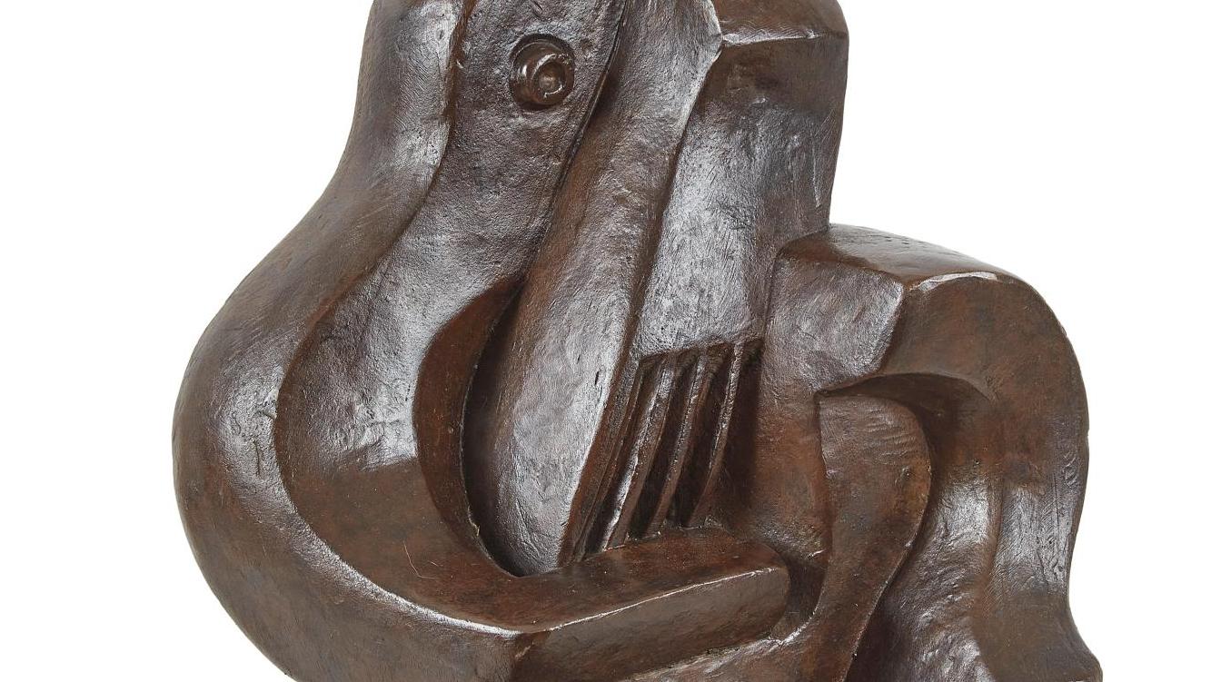 Jacques Lipchitz (1891-1973), Joueur de guitare au fauteuil, épreuve en bronze à... Lipchitz, sculpteur cubiste