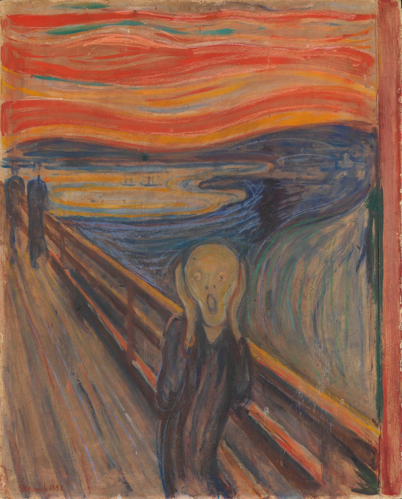 Edvard Munch (1863-1944), The Scream, 1893, paint on cardboard, 73.5 x 91 cm/28.94 x 35.82 in, bequest of Olaf Shou in 1910.Photo Borre Ho