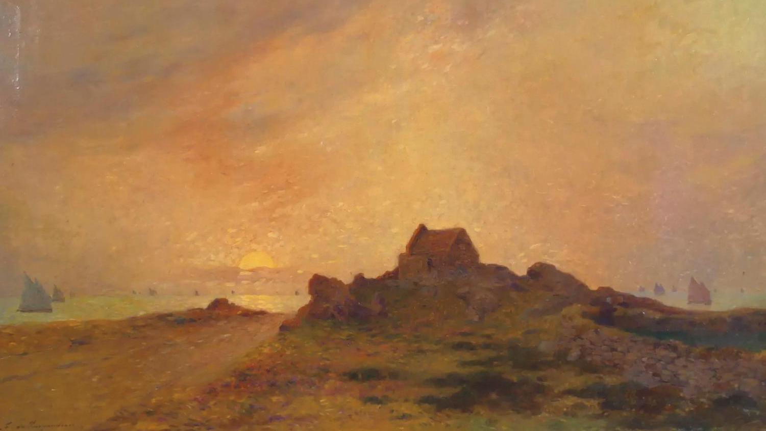 Fernand Loyen du Puigaudeau (1864-1930), Côte sauvage, Vigie de la Romaine, huile... La côte sauvage vue par Loyen du Puigaudeau