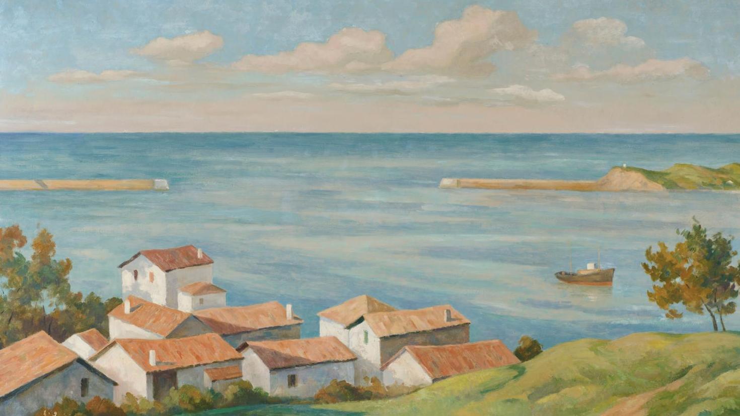 Ramiro Arrue (1892-1971), La Baie de Saint-Jean-de-Luz, huile sur panneau signée,... Escapade en terre basque avec Arrue et Masson