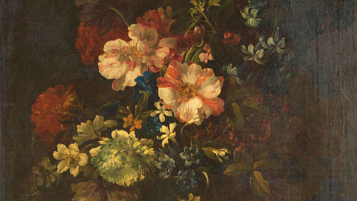 Jean-Baptiste Monnoyer (1636–1699), Vase de fleurs sur un entablement (Vase of Flowers... A Still Life and Portrait Steeped in the 17th Century 