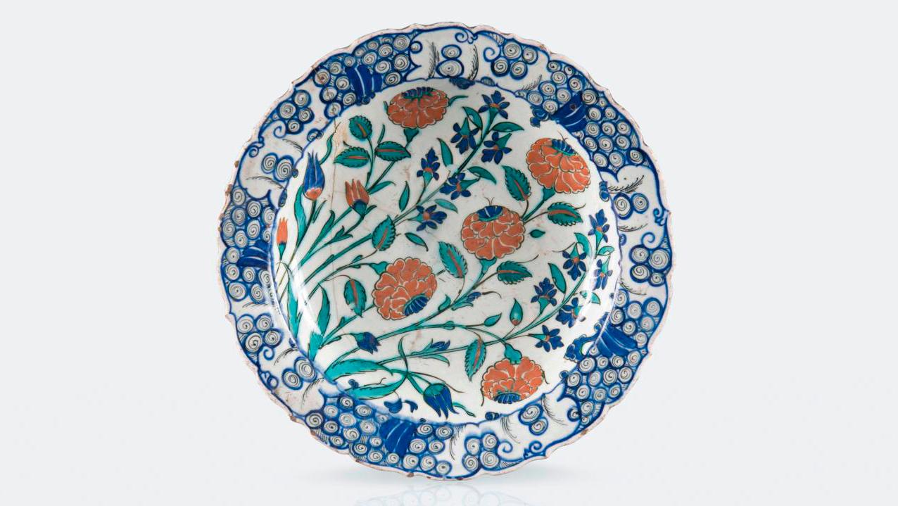 Ottoman Empire, 16th century. Iznik ceramic dish with floral decoration consisting... I Is for Iznik