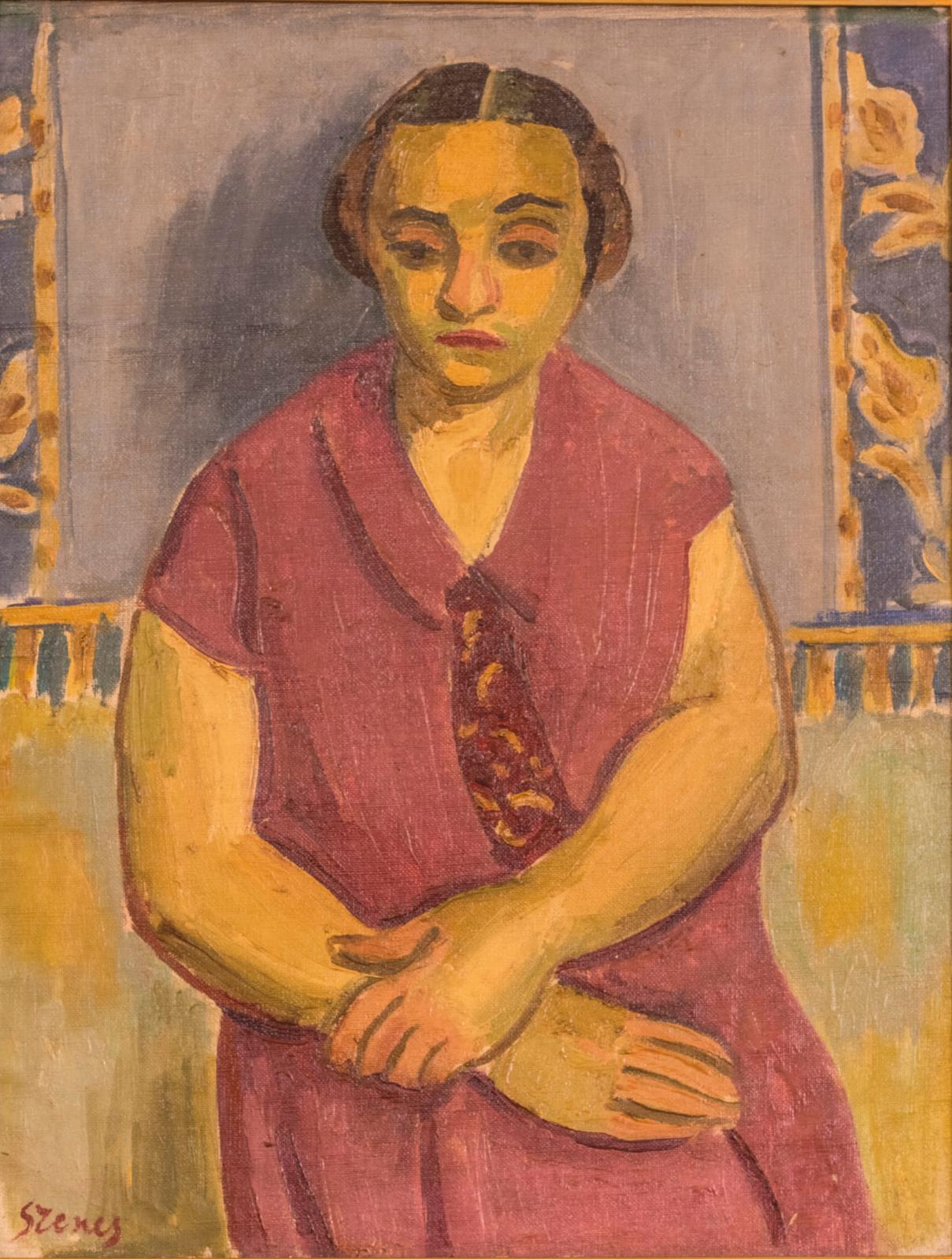 Dans cette huile sur toile provenant d’une collection particulière montpelliéraine, Árpád Szenes (1897-1985) livre un intime Portrait de F