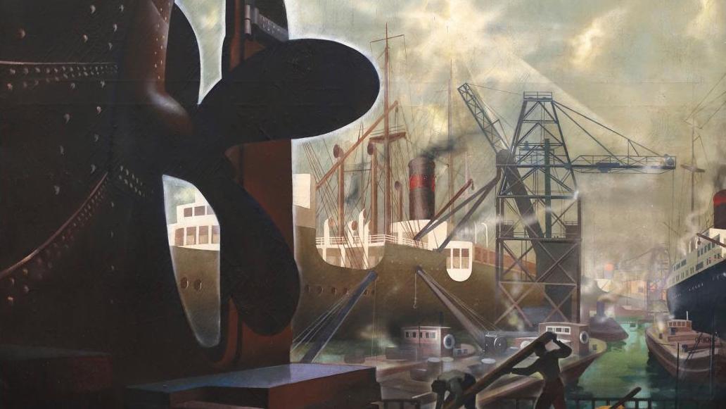 Max Ponty (1904-1972), Hélice, huile sur toile signée, 240,5 x 210,5 cm. Estimation :... Les talents de peintre de Max Ponty
