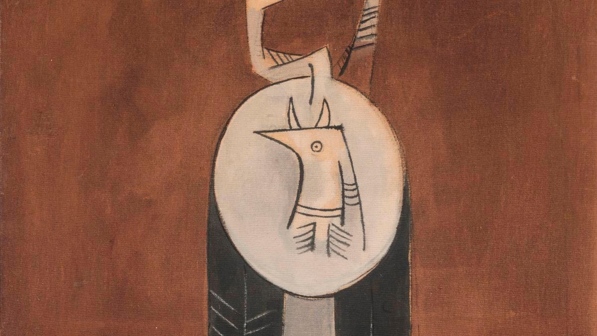 Wifredo Lam (1902-1982), Untitled, c. 1950, oil on canvas, unsigned, 73 x 54 cm/28.7... Two Wifredo Lams from the Pole-Woods Collection