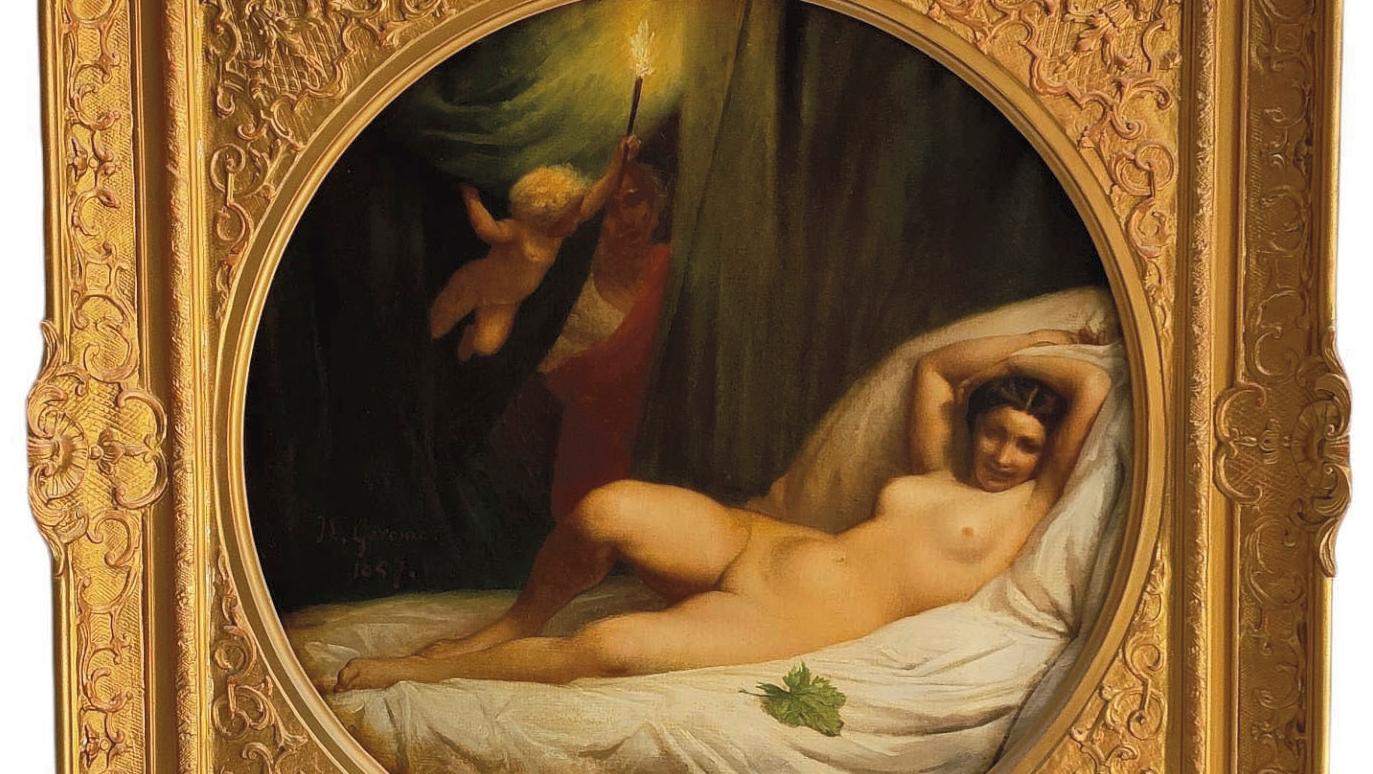 Jean-Léon Gérôme (1824-1904), L’Épouse du roi Candaule, 1857, toile circulaire, signée... Jean-Léon Gérôme ou la nudité volée