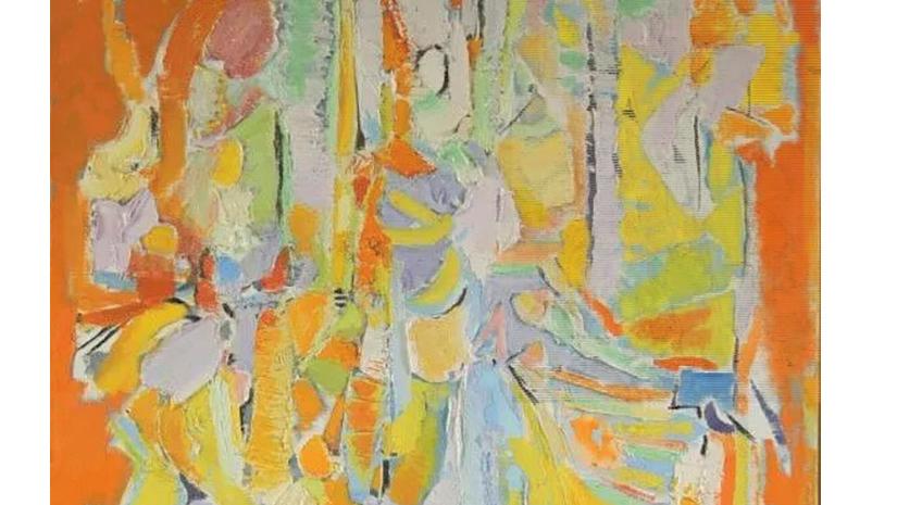 André Lanskoy (1902-1976), Abstraction, huile sur toile signée, n° 347 au dos, 100 x 65 cm. Adjugé :... Lanskoy et Vautrin, vedettes à Douai