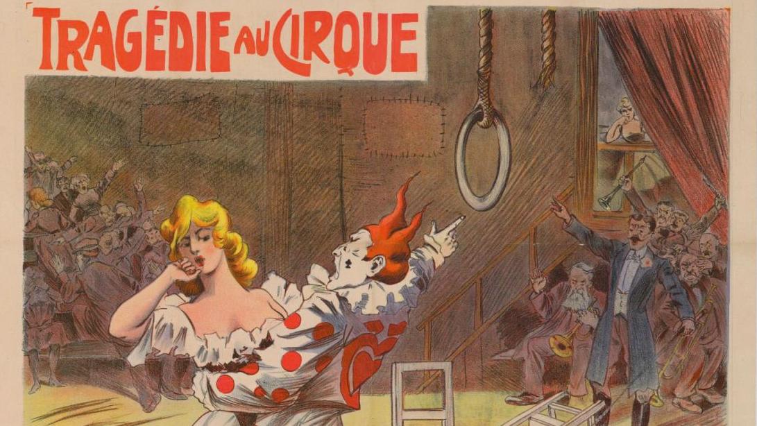 1 250 € Henri Tournon, Tragédie au cirque, vers 1910, affiche entoilée, 120 x 160 cm.... Cote : quel cirque !