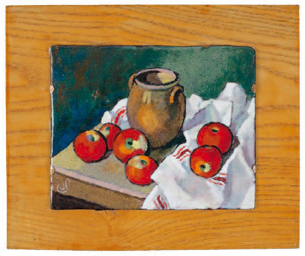 960 € Jeanne Soubourou (1879-1968), Limoges, Nature morte aux pommes, émail monogrammé «J. S.», 11,5 x 14,5 cm. Drouot, 16 février 2011. F