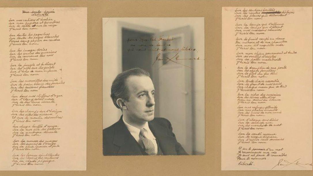 Paul Éluard (1895-1952), Une seule pensée ou Liberté, 1942, manuscrit autographe... Bibliothèque Max-Pol Fouchet