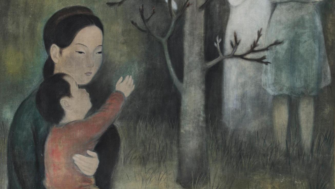 Vu Cao Dam (1908-2000), Un tableau pour la paix, peinture sur soie marouflée sur... Indochine : Victor Tardieu, Lé Phô et Vu Cao Dam
