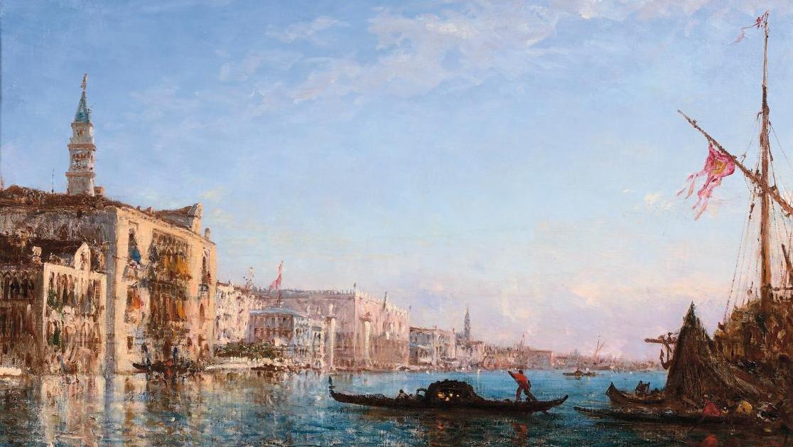 Félix Ziem (1821-1911), Gondole devant l’embouchure du Grand Canal, Venise, vers... Félix Ziem sur le Grand Canal