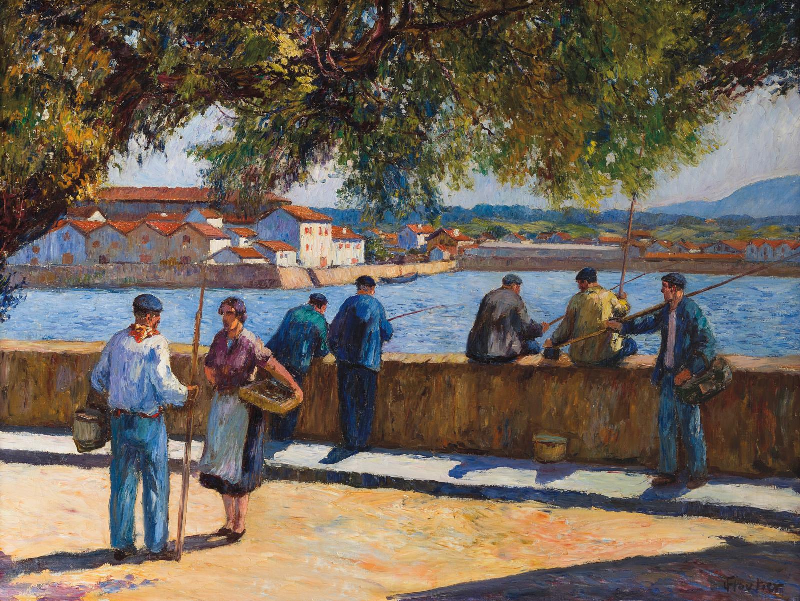 Louis Floutier (1882-1936), Port de Saint-Jean-de-Luz depuis le quai de l’Infante, huile sur une toile signée, 73 x 100 cm. Adjugé : 36 25