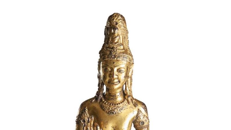 Royaume de Dali (937-1253), XIIe siècle. Statue d’Acuyoe Guanyin, bronze doré, h. 45,5 cm.... Dali, carrefour commercial et centre bouddhique
