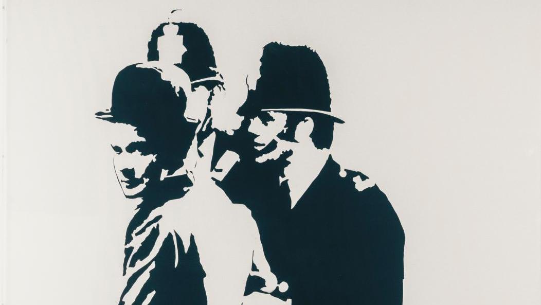 Blek le Rat (né en 1951), Chaplin, 2007, peinture au pochoir sur toile, signée et... Blek le Rat, porte-parole des plus faibles