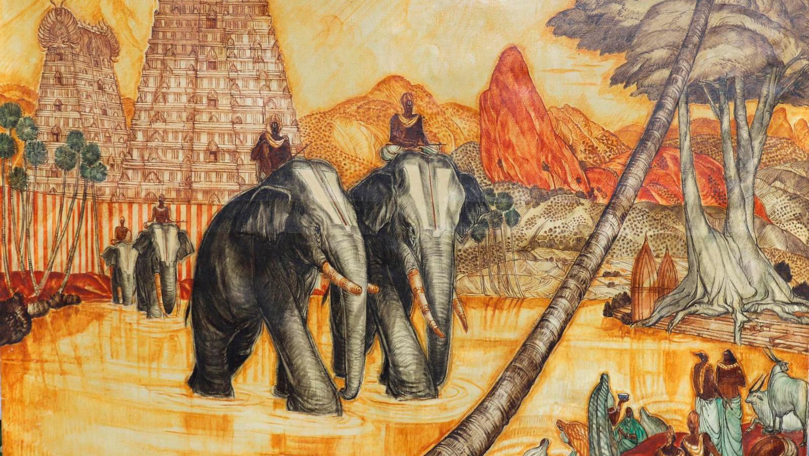 André Maire (1898-1984), Les Éléphants sacrés à Maduraï (Sacred Elephants at Madurai),... André Maire: The Road to Madurai