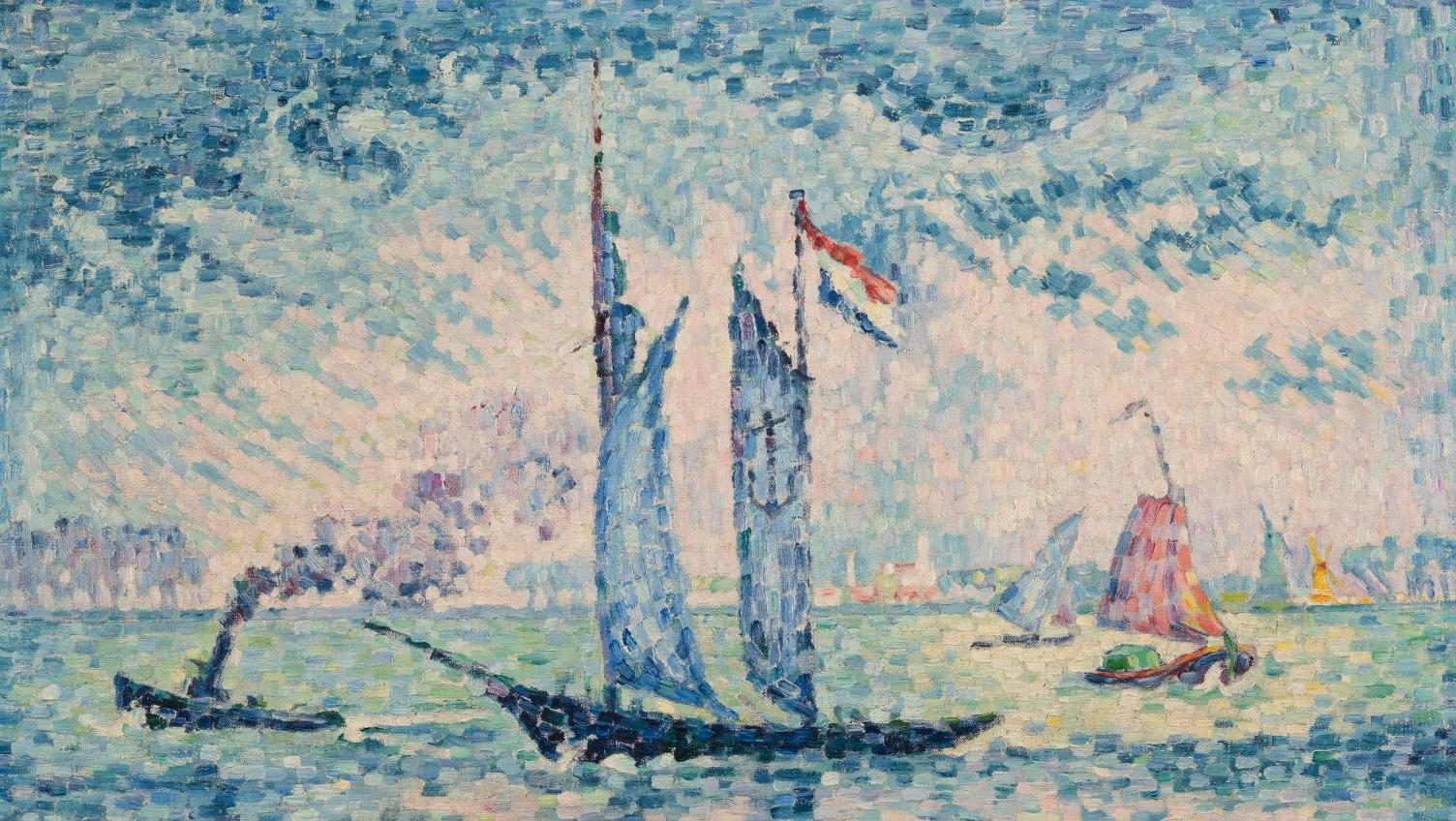 Paul Signac (1863-1935), Le Pilote de la Meuse, 1924, huile sur toile signée et datée,... Edmond Sussfeld, un collectionneur séduit par la touche Signac