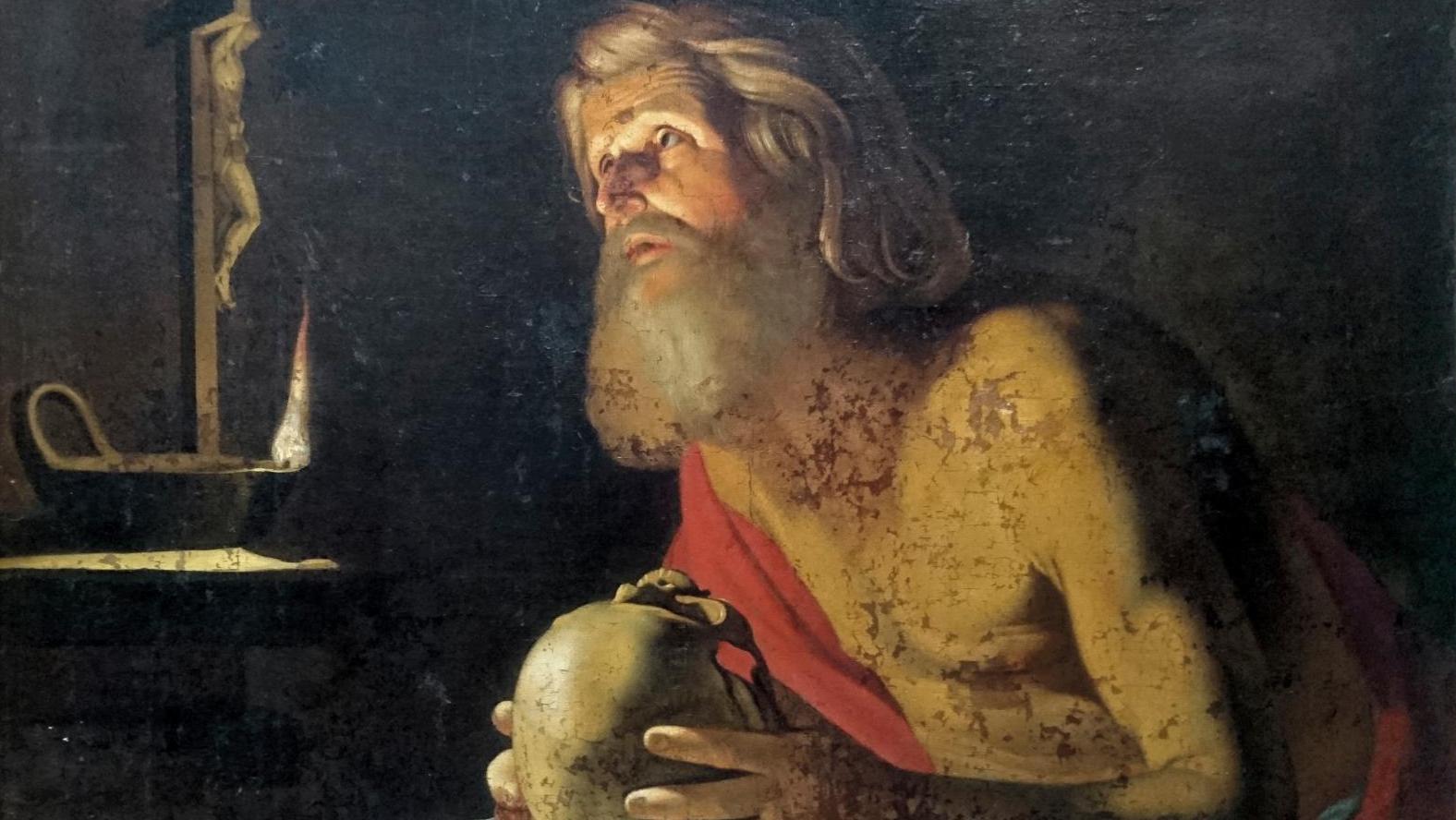 Trophime Bigot (1579-1650), d’après Saint Jérôme en méditation, huile sur toile, 79... Un beau nocturne à la Trophime Bigot