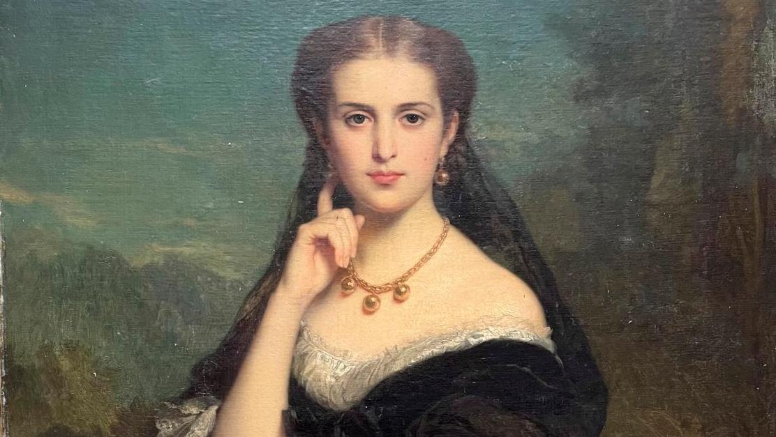 Édouard-Louis Dubufe (1819-1883), Portrait de la marquise de Galliffet, née Florence... Portrait de Dubufe et soupière en argent