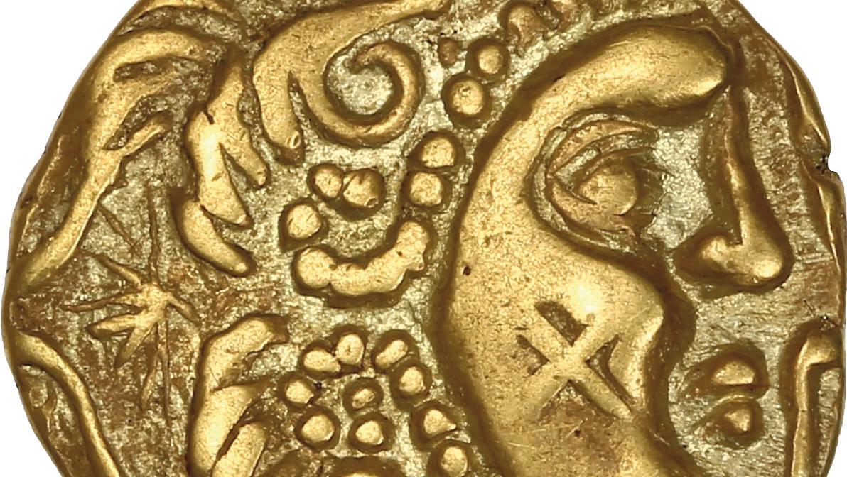 Parisii, Paris region (first century BCE), gold stater with a stylized head on the... The Parisii Stater: The Golden Age of Gallic Coins