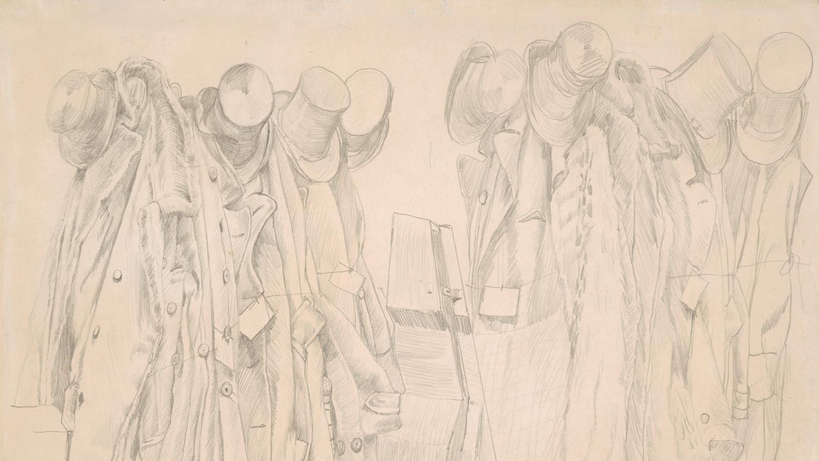 James Tissot (1836-1902), Le Vestiaire, vers 1885, graphite, 33,9 x 42,6 cm.© Fondation... Dessins français du XIXe siècle