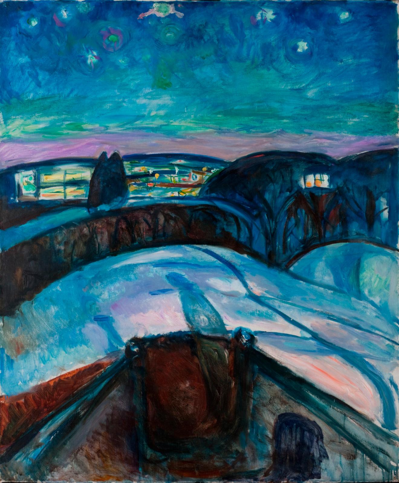 Nuit étoilée, 1922-1924, huile sur toile, 120,5 x 100 cm, Oslo, Norvège, Munchmuseet.© CC BY 4.0 Munchmuseet 