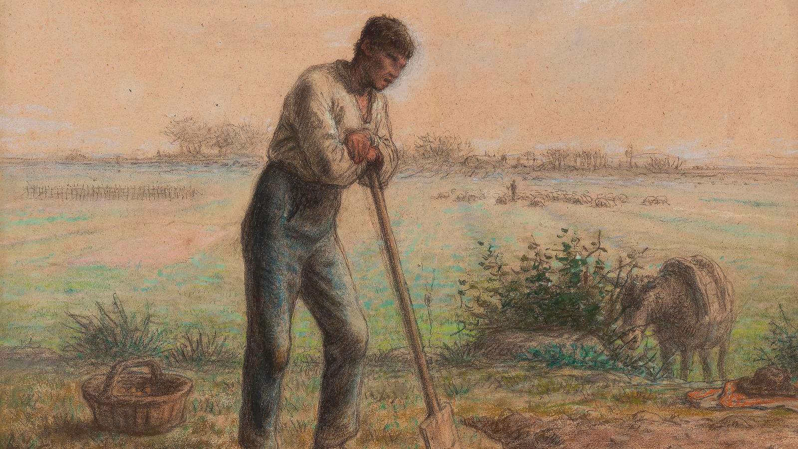 Jean-François Millet (1814-1875), Un paysan se reposant sur sa bêche dans son champ... Jean-François Millet and the Changeless Pace of Peasant Life