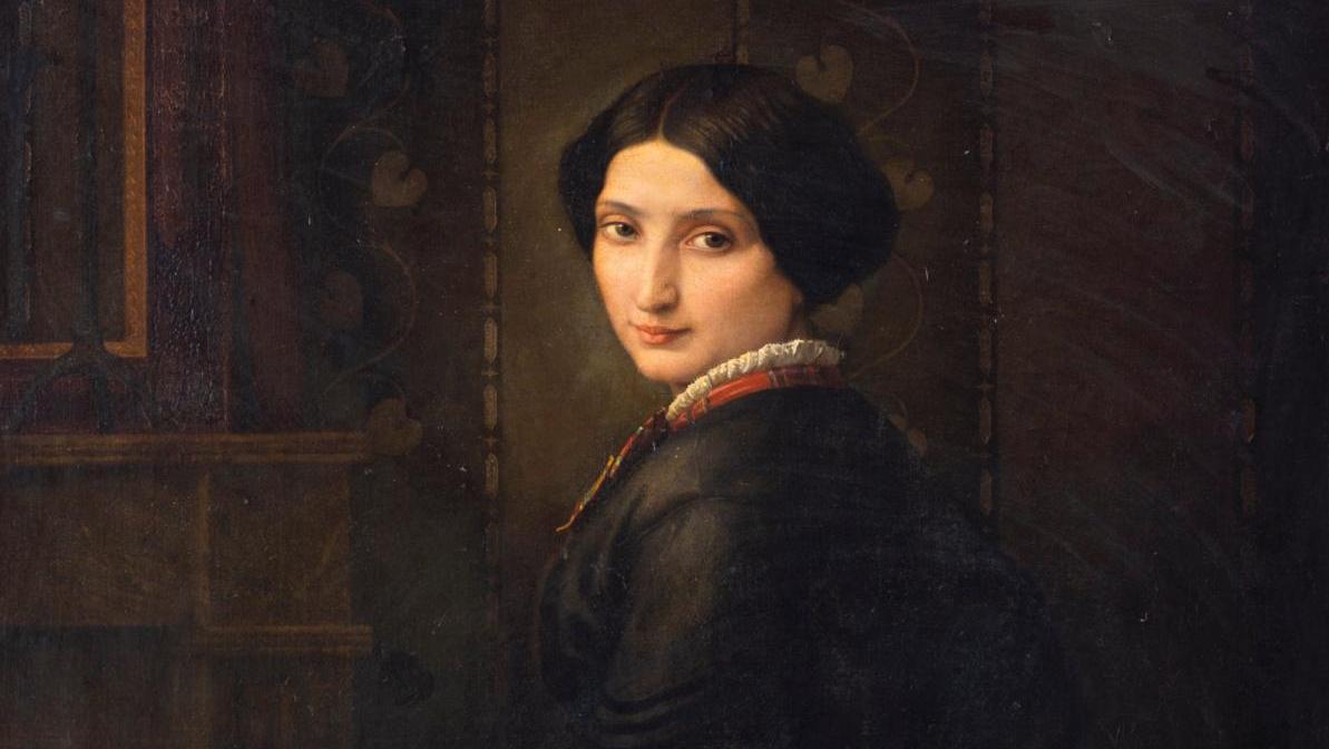 Gustave Le Gray (1820-1884), Portrait de Madame G.L., signé et daté « 1853 Gustave... Madame Le Gray peinte par son mari, Gustave