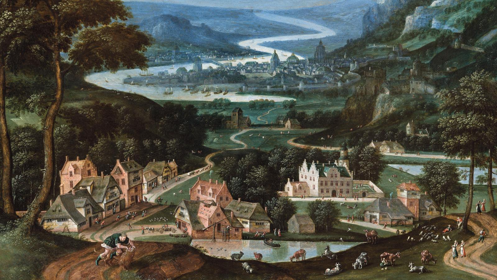 Hans Bol (1534-1593), Paysage panoramique avec ville portuaire, Samson combattant... Fine Arts Paris & La Biennale : un nouveau salon sous le signe de l’esperluette