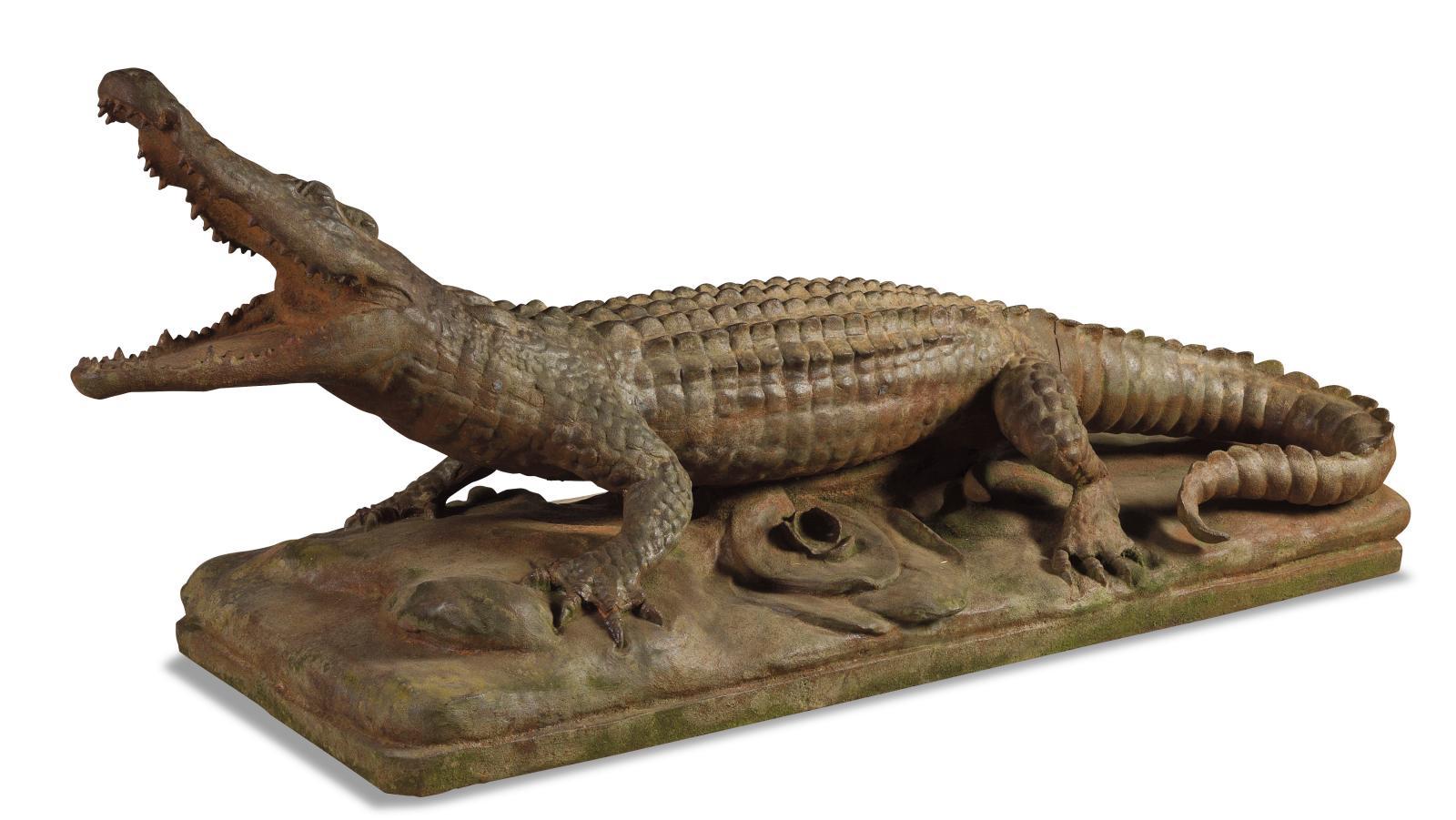 Fonderie du Val d’Osne, seconde moitié du XIXe siècle, Crocodile en fonte de fer,... Un crocodile de la fonderie du Val d’Osne 