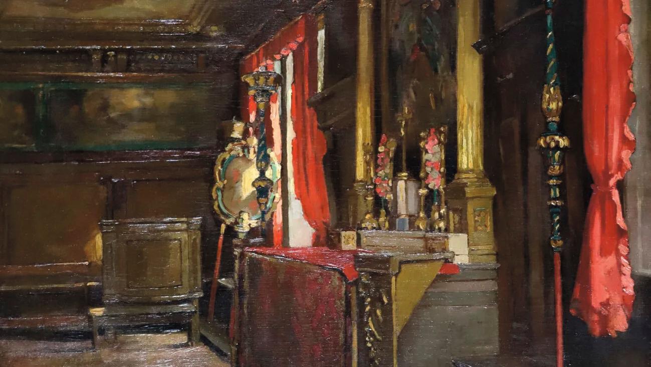 Walter Sickert (1860-1942), Intérieur de palais à Venise, huile sur toile signée,... Walter Sickert, un Anglais à Venise
