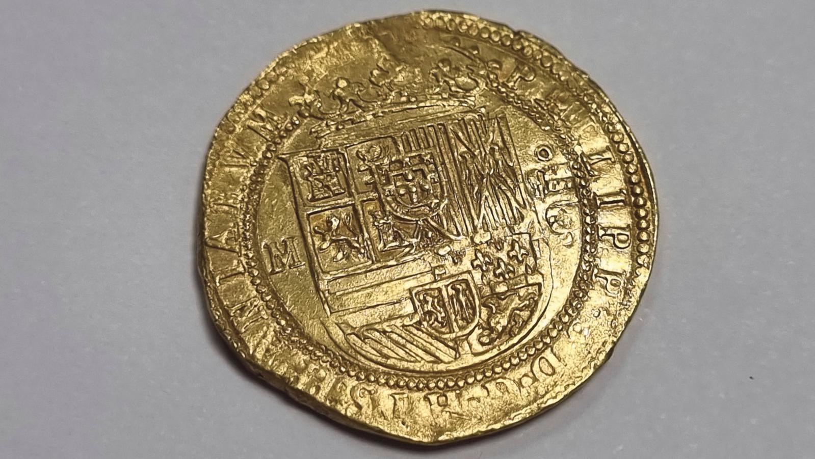 Espagne, Philippe II, 1556-1598, Madrid, 4 escudos, or, 1591, 13,51 g.Adjugé : 6... Escudos ou lion : de l’Espagne aux Flandres