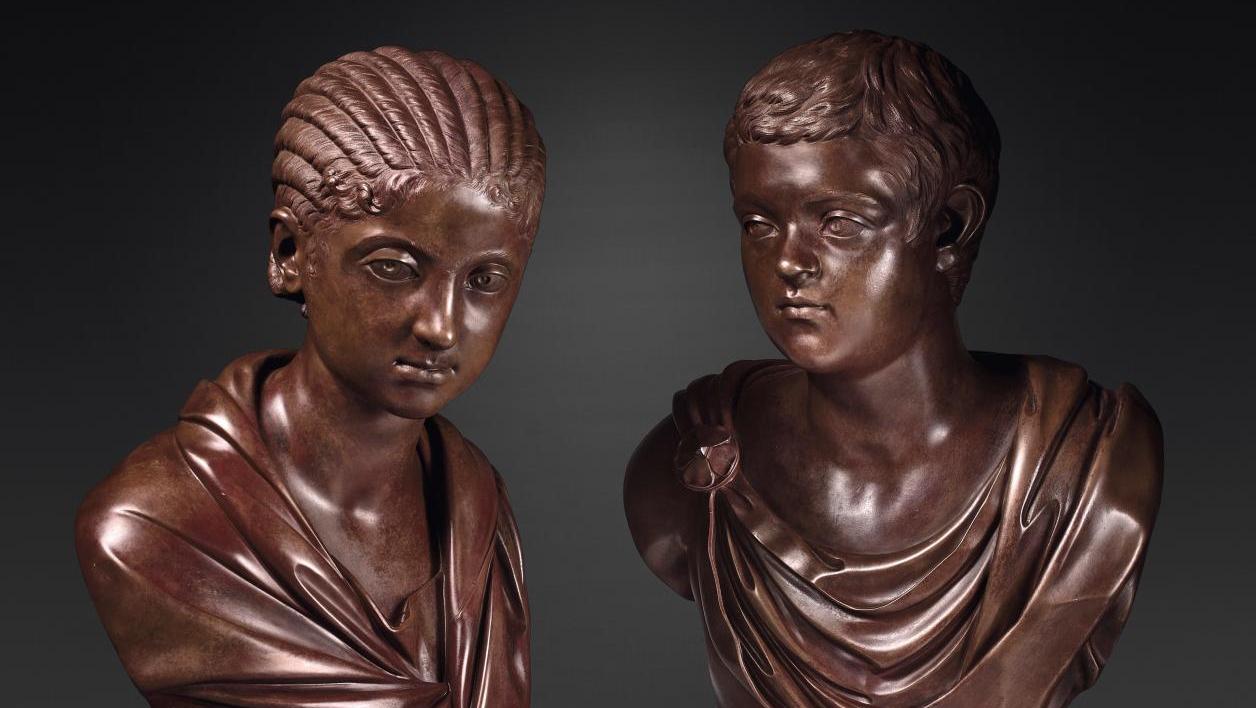 Pietro Cipriani (vers 1680-1745), Lucius Septimius Geta et Plautilla, paire de bustes... Quand le sculpteur Pietro Cipriani reproduit en 1722 des bustes antiques…