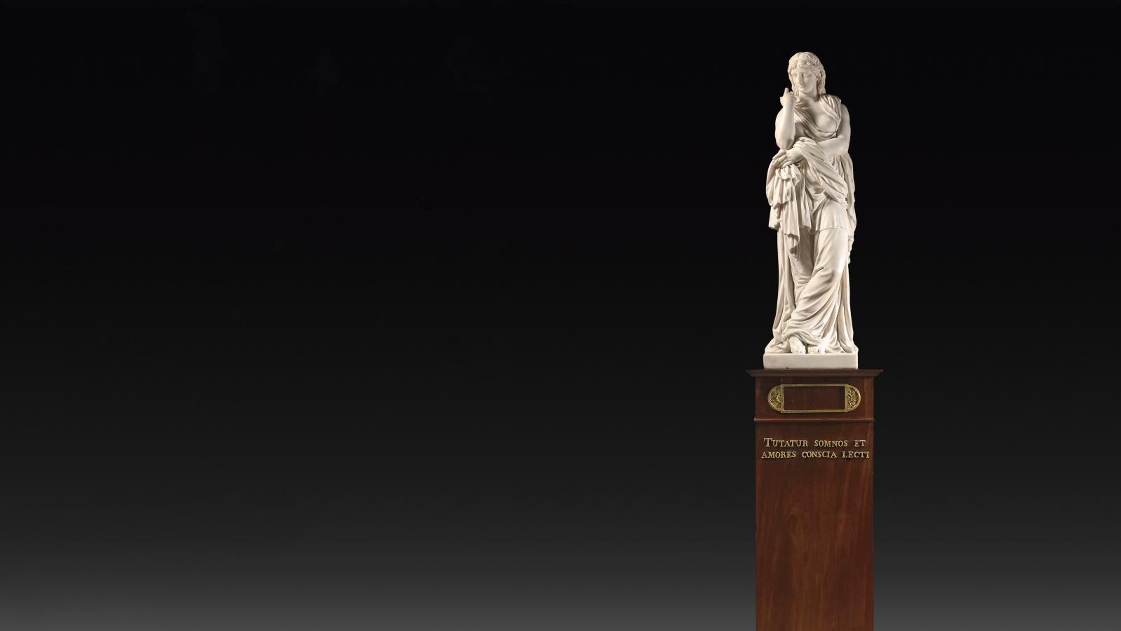 Joseph Chinard (1756-1813), Le Silence, marbre blanc, vers 1798, restauré (index,... Une sculpture de Joseph Chinard pour Juliette Récamier