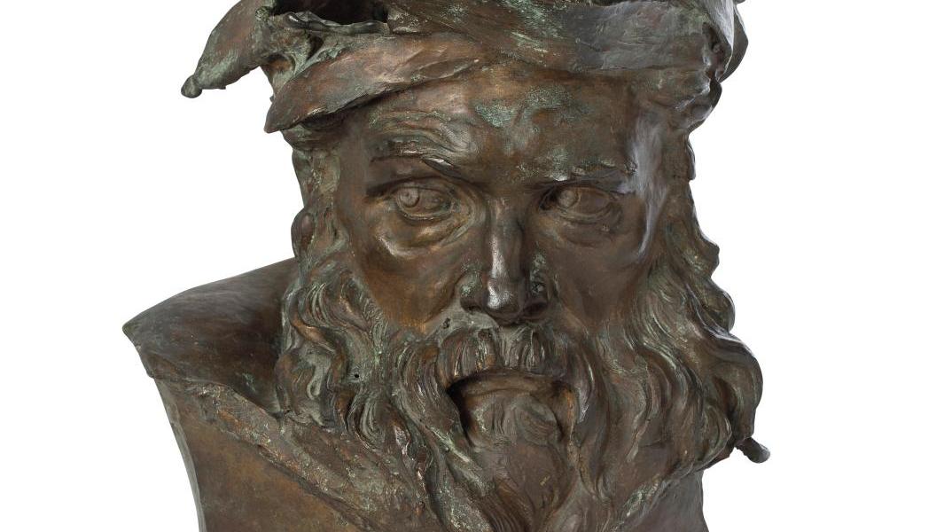 Aimé-Jules Dalou (1838-1902), Tête de Fleuve - Étude pour «Le Passage du Rhin», bronze... L’œil du collectionneur Guy Boyer
