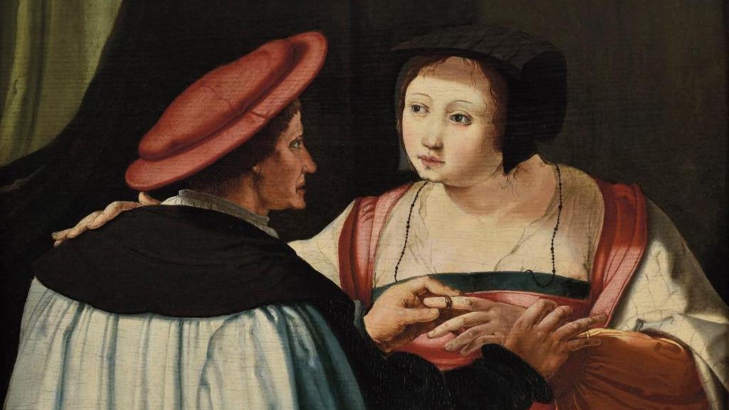 Lucas de Leyde (vers 1494-1533), Les Fiancés, huile sur bois, 28 x 33,5 cm. MNR 445,... Strasbourg expose ses MNR