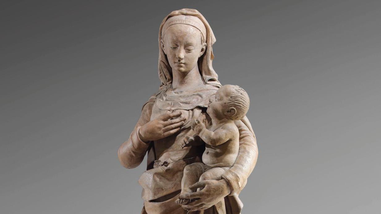 Michel Colombe (vers 1430-vers 1515), atelier de la Loire, Vierge à l’Enfant, vers... Un chef-d’œuvre Renaissance en terre cuite de Michel Colombe