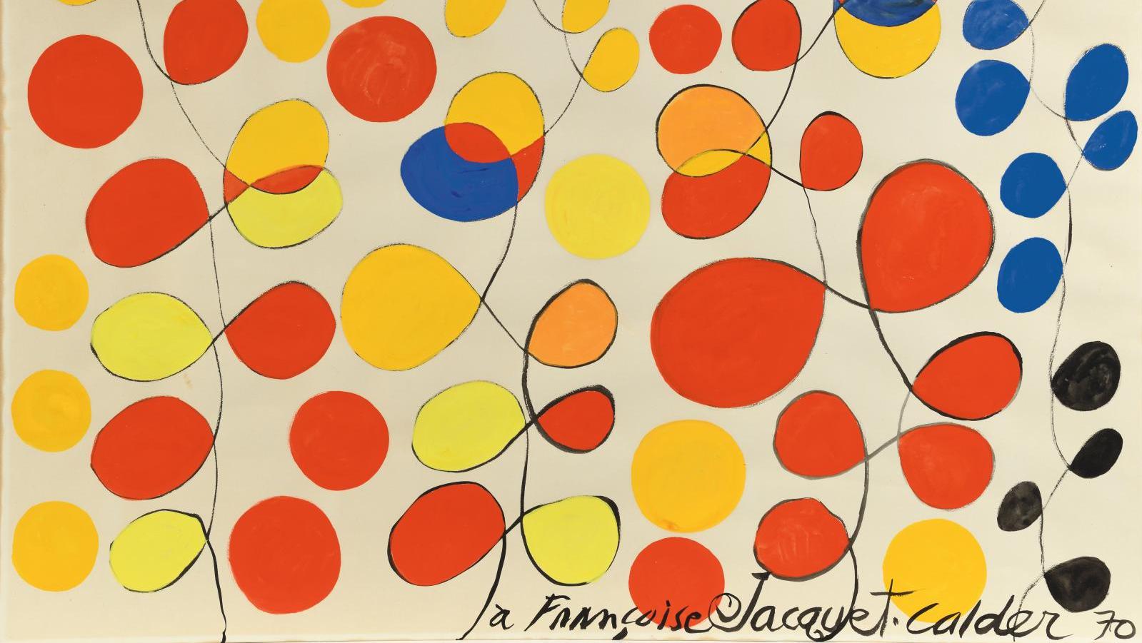 Alexander Calder (1898-1976), Sans titre, 1970, gouache signée, datée et dédicacée... Calder en perpétuel mouvement