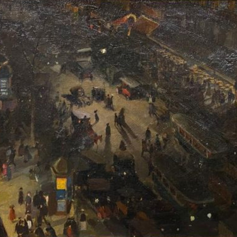 €19,220André Devambez (1867-1944), Nuit sur les Grands Boulevards (Grands Boulevards at Night), oil on canvas, 35 x 45.5 cm/13.8 x 17.9 in