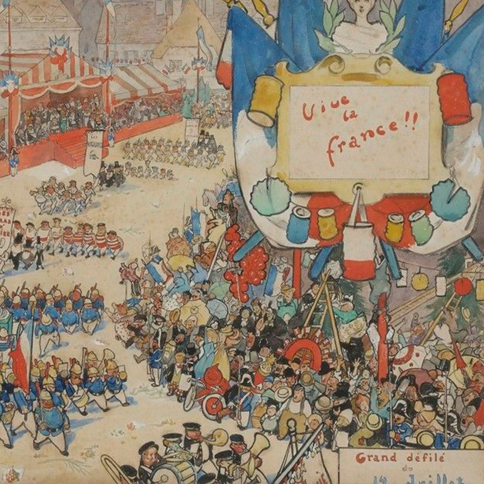 €5,250 André Devambez (1867-1944), Grand défilé du 14 Juillet (Grand Parade on July 14), mixed media on paper, 32.5 x 49 cm/12.8 x 19.3 
