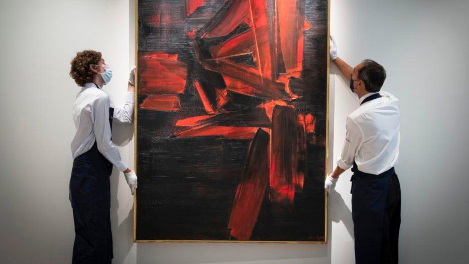 Painting 195 x 130 cm, August 4, 1961 by Pierre Soulages sold for $20.14 million... Art Market Overview: Pierre Soulages, a Master of the Market