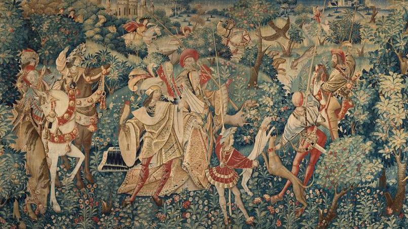 Flandres, ateliers de Tournai, début du XVIe siècle, Chasses et voleries impériales... Une tapisserie de Tournai du XVIe siècle :  impériale !