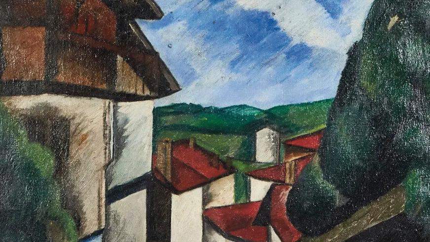 Auguste Herbin (1882-1960), Paysage aux maisons, vers 1908, huile sur toile, cachet... Une collection moderne de Herbin à Matta 