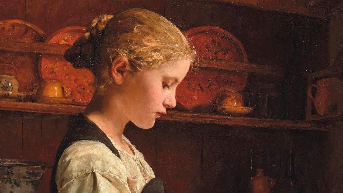 Albert Anker (1831-1910), Kartoffelschälendes Mädchen (Jeune fille épluchant des... Albert Anker, la beauté du geste
