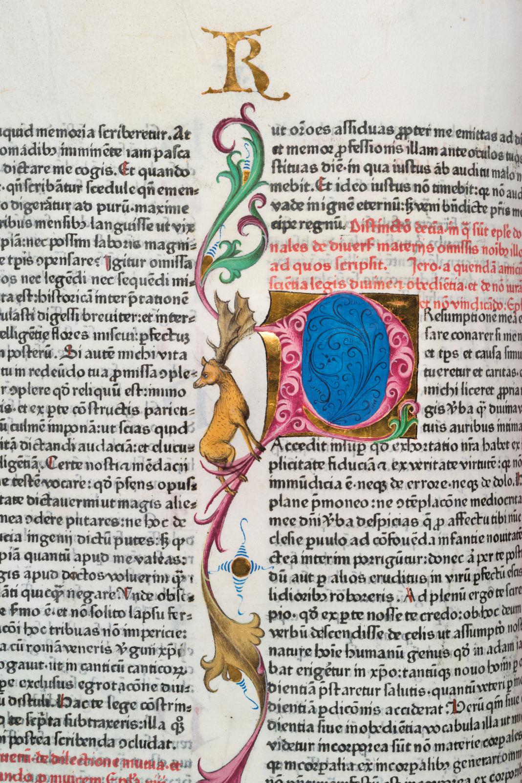 Biblia latina, Strasbourg, Heinrich Eggestein, avant le 24 mai 1466, deux volumes grand in-folio, impression sur peau de truie estampée à 